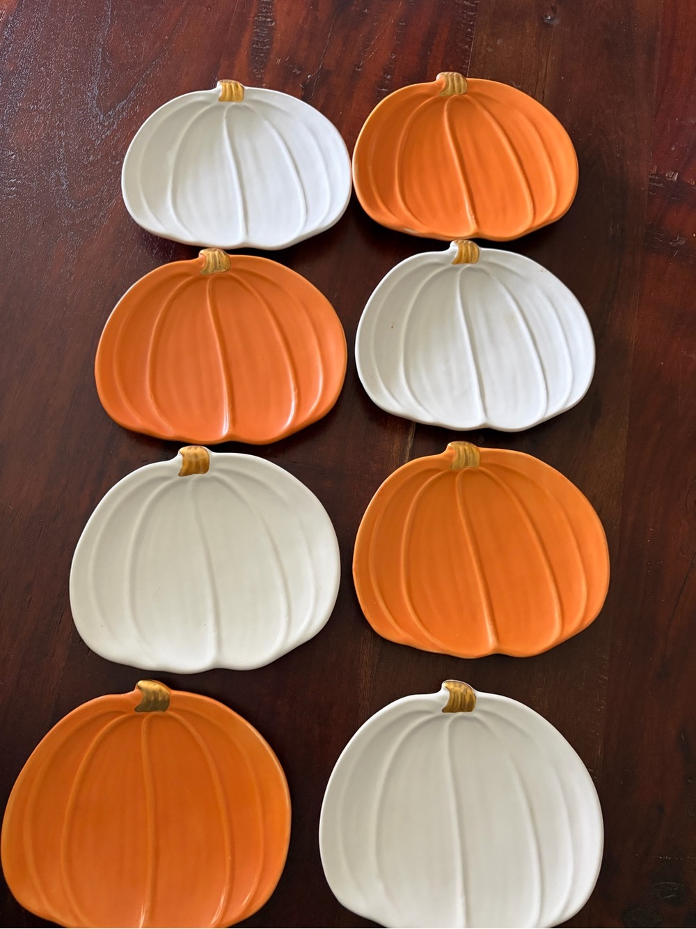 Set of eight Pumpkin Dessert/ appetizer Dishes Ceramic Halloween